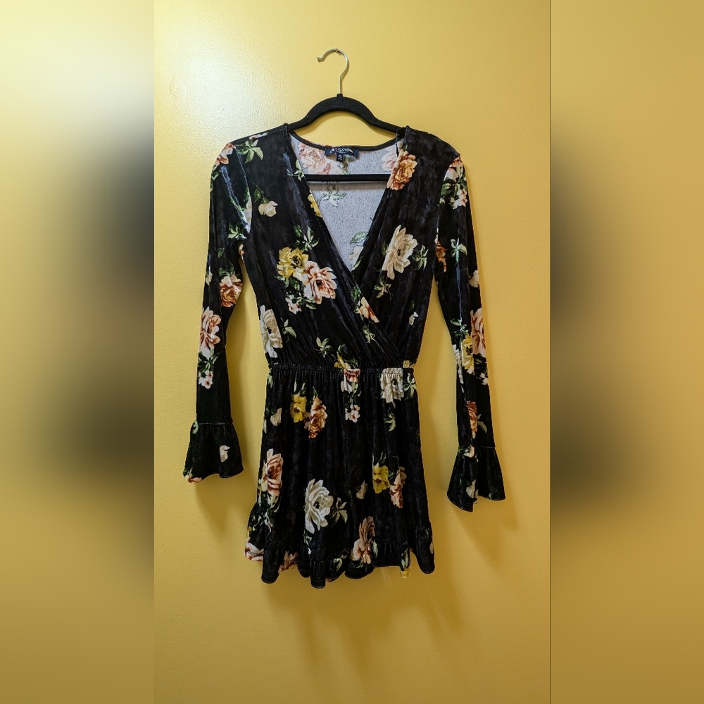 Floral Long Sleeve Wrap Romper